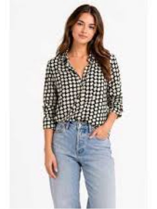 T Tahari Tops - T Tahari Black and White Checked Button-Down Shirt